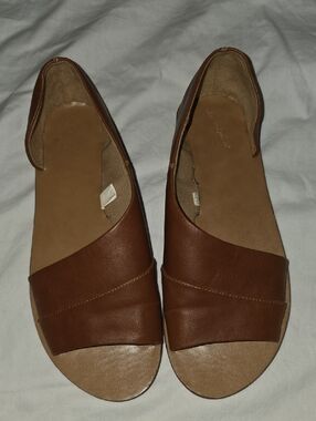 Women's Brown Leather Open-Toe Slide Sandals Size 7.5
